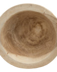 Marula bowl hand carved from solid natural wood with organic tapered shape and visible timber grain variation.