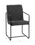 Kulala Living modern black dining chair featuring a sleek metal frame with a charcoal upholstered seat and backrest, offering a stylish and comfortable seating solution