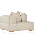 Contemporary modular sofa with a left armrest, upholstered in soft natural linen fabric, featuring plush cushions and sturdy wooden legs for a relaxed, sophisticated look