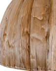 Dome-shaped pendant light crafted from natural timber strips, showcasing organic textures and warm earthy tones for a rustic yet modern aesthetic