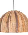 Dome-shaped pendant light crafted from natural timber strips, showcasing organic textures and warm earthy tones for a rustic yet modern aesthetic
