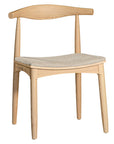 Kulala Living natural wood dining chair featuring a sculpted backrest and a lightly upholstered seat in a neutral fabric. A blend of minimalist design and organic materials, perfect for modern dining spaces.