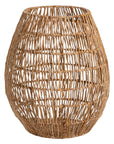 Natural open weave basket with a rounded shape, perfect for stylish storage and adding a rustic touch to home decor.