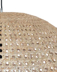 Natural handwoven rattan pendant light with an open weave dome design, creating a warm and inviting ambiance
