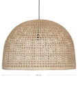 Natural handwoven rattan pendant light with an open weave dome design, creating a warm and inviting ambiance