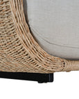 Natural rattan three seater with plush barley cushions, offering a blend of comfort and contemporary coastal style