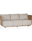 Natural rattan three seater with plush barley cushions, offering a blend of comfort and contemporary coastal style