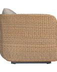 Natural rattan three seater with plush barley cushions, offering a blend of comfort and contemporary coastal style