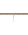 Natural teak and rope bench with a woven seat and solid wooden frame, showcasing artisanal craftsmanship and organic textures