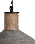 Natural jute pendant light with a textured paper mache shade, creating an earthy and artisanal aesthetic. Ideal for adding rustic charm to modern boho or coastal interiors.
