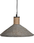 Natural jute pendant light with a textured paper mache shade, creating an earthy and artisanal aesthetic. Ideal for adding rustic charm to modern boho or coastal interiors.