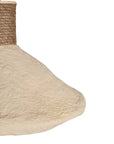 Natural jute pendant light with a textured paper mache shade, creating an earthy and artisanal aesthetic. Ideal for adding rustic charm to modern boho or coastal interiors.