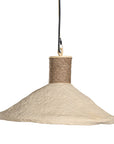 Natural jute pendant light with a textured paper mache shade, creating an earthy and artisanal aesthetic. Ideal for adding rustic charm to modern boho or coastal interiors.