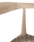 Natural wooden dining chair with a woven seat, showcasing a minimalist and rustic design perfect for modern interiors.