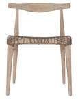 Natural wooden dining chair with a woven seat, showcasing a minimalist and rustic design perfect for modern interiors.