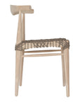 Natural wooden dining chair with a woven seat, showcasing a minimalist and rustic design perfect for modern interiors.