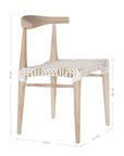 Natural timber dining chair with a white woven seat, showcasing rustic craftsmanship and contemporary design.
