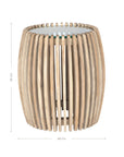Natural timber round side table with vertical slat design and glass top, perfect for adding a touch of coastal elegance to living spaces