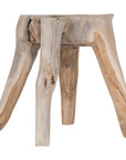 Handcrafted natural wood root stool with an organic sculptural design, adding a bold and natural statement to any space