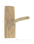 A handcrafted natural wood wall hook with a rustic finish, showcasing organic grain patterns and a sturdy design. Perfect for hanging towels, bags, or decor in a minimalist or coastal-inspired space