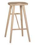 Natural wooden bar stool with sleek modern design and contoured seat, perfect for contemporary kitchen or bar settings