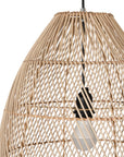 Natural woven pendant light with a modern, natural fibre design, ideal for contemporary interiors and outdoor settings