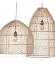Natural woven pendant lights with a modern, natural fibre design, ideal for contemporary interiors and outdoor settings