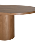 KULALA Living contemporary oak dining table featuring a sleek rounded design with a solid cylindrical base, perfect for modern interiors