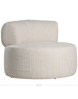 A contemporary pebble upholstered lounge chair with a low-profile design and curved backrest. This modern, armless seating piece features a smooth, rounded silhouette, making it a stylish and comfortable addition to any living space