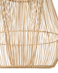 A handcrafted rattan pendant light in a natural finish, featuring an open-weave design that creates an airy and organic aesthetic