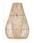 A handcrafted rattan pendant light in a natural finish, featuring an open-weave design that creates an airy and organic aesthetic