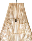 A handcrafted rattan pendant light in a natural finish, featuring an open-weave design that creates an airy and organic aesthetic
