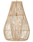 A handcrafted rattan pendant light in a natural finish, featuring an open-weave design that creates an airy and organic aesthetic