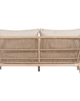 A stylish rope weave armchair with a natural wood frame and soft linen cushions. Designed for both indoor and outdoor use, this chair offers a relaxed, contemporary aesthetic perfect for modern and coastal-inspired interiors
