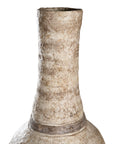 Tall rustic paper mache pot with natural earthy tones, perfect for adding a textured, artisanal touch to modern interiors