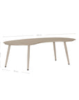 Solara coffee table with organic curved shape and light finish on a clean studio background.