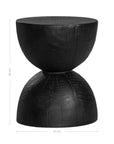 A sculptural solid magnesium oxide side table featuring an elegant hourglass silhouette with a natural wood grain finish. Perfect as a bedside table or accent piece in contemporary and coastal-inspired interiors