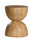 A sculptural solid magnesium oxide side table featuring an elegant hourglass silhouette with a natural wood grain finish. Perfect as a bedside table or accent piece in contemporary and coastal-inspired interiors