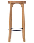 Kulala Living solid oak bar stool with a round seat and black metal footrest. A minimalist and timeless design, perfect for contemporary and coastal interiors