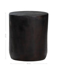 A solid timber stool with a smooth black finish, featuring a minimalist cylindrical design. Ideal as a side table or additional seating for modern and organic interiors