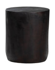 A solid timber stool with a smooth black finish, featuring a minimalist cylindrical design. Ideal as a side table or additional seating for modern and organic interiors