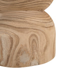 A sculptural solid timber stool with a curved silhouette, showcasing natural wood grain patterns. Versatile as a side table or additional seating, perfect for organic and modern interiors