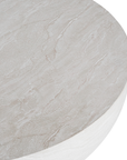 Tabati coffee table in eggshell finish with smooth rounded bowl shape and sculptural low profile design.