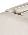 Modern double cloud cushioned sofa in neutral beige with plush pillows and solid wood legs, perfect for contemporary living spaces