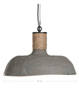 Dark textured paper mache pendant light with rope detailing, adding coastal style and rustic elegance to interior decor