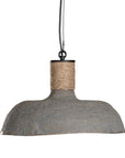 Dark textured paper mache pendant light with rope detailing, adding coastal style and rustic elegance to interior decor
