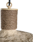 Natural textured paper mache pendant light with rope detailing, adding coastal style and rustic elegance to interior decor