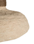 Natural textured paper mache pendant light with rope detailing, adding coastal style and rustic elegance to interior decor