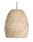 Natural woven pendant light with textured basket weave design, perfect for coastal and relaxed living spaces