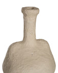 Textured paper mache vase with a tall neck in a neutral tone, perfect for modern and minimalist home decor